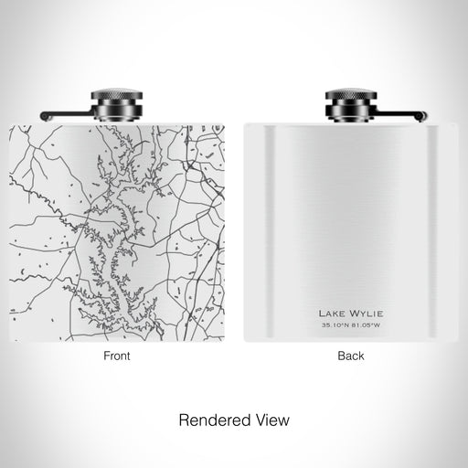 Rendered View of Lake Wylie Carolinas Map on 6oz Stainless Steel Flask in White