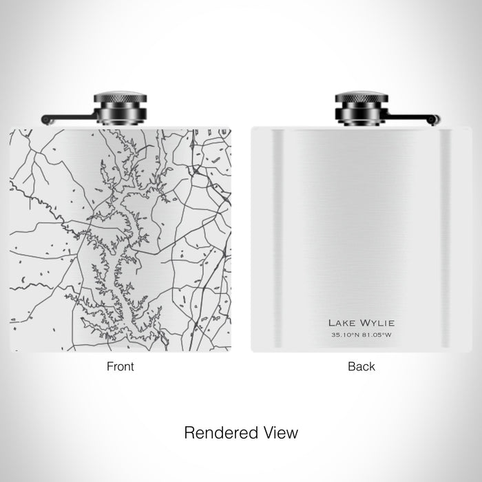 Rendered View of Lake Wylie Carolinas Map on 6oz Stainless Steel Flask in White