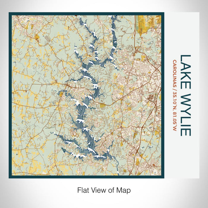 Rendered View of Lake Wylie Carolinas Map on 17oz Stainless Steel Insulated Tumbler in Woodblock Map Style
