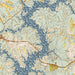 Lake Wylie Carolinas Map Print in Woodblock Style Zoomed In Close Up Showing Details