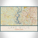 Lake Wylie Carolinas Map Print Landscape Orientation in Woodblock Style With Shaded Background