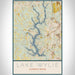 Lake Wylie Carolinas Map Print Portrait Orientation in Woodblock Style With Shaded Background
