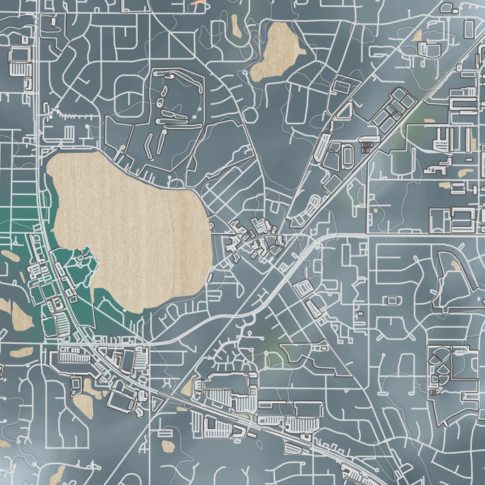 Lake Zurich Illinois Map Print in Afternoon Style Zoomed In Close Up Showing Details