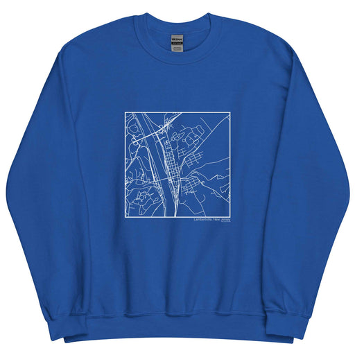 Lambertville New Jersey  Map Unisex Crewneck Sweater with City inscription in Royal Blue