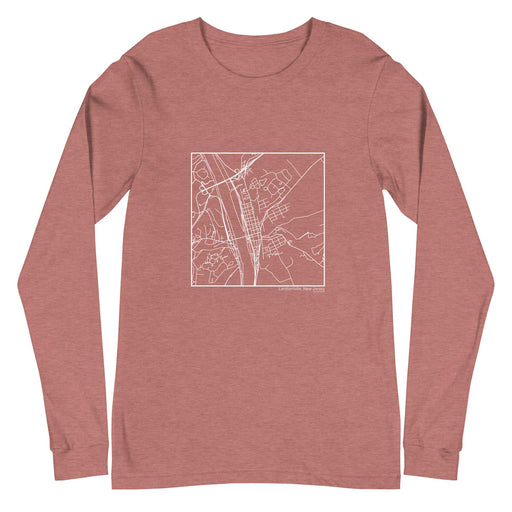 Lambertville New Jersey  Map Unisex Long-Sleeve T-shirt with City inscription in Heather Mauve