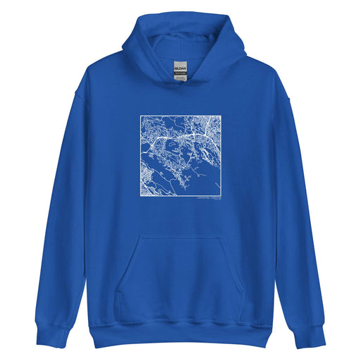 Lamorinda California  Map Unisex Hoodie Sweater with City inscription in Royal Blue