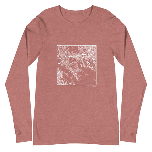 Lamorinda California  Map Unisex Long-Sleeve T-shirt with City inscription in Heather Mauve