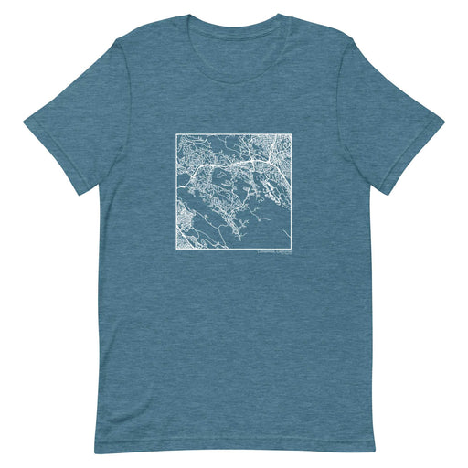 Lamorinda California  Map Unisex T-Shirt with City inscription in Heather Teal