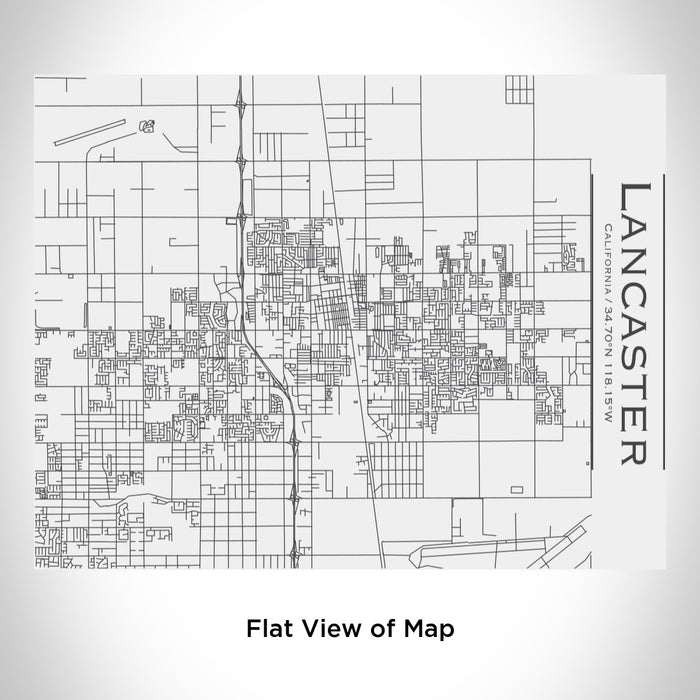 Rendered View of Lancaster California Map Engraving on 20oz Stainless Steel Insulated Bottle with Bamboo Top in White