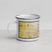 Left View Custom Lancaster California Map Enamel Mug in Woodblock