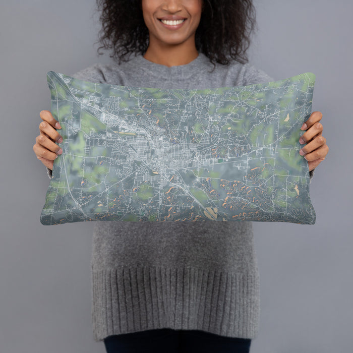 Person holding 20x12 Custom Lancaster Ohio Map Throw Pillow in Afternoon
