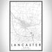 Lancaster Ohio Map Print Portrait Orientation in Classic Style With Shaded Background