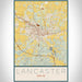 Lancaster Ohio Map Print Portrait Orientation in Woodblock Style With Shaded Background