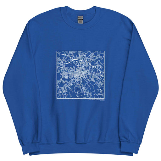 Lancaster Pennsylvania  Map Unisex Crewneck Sweater with City inscription in Royal Blue