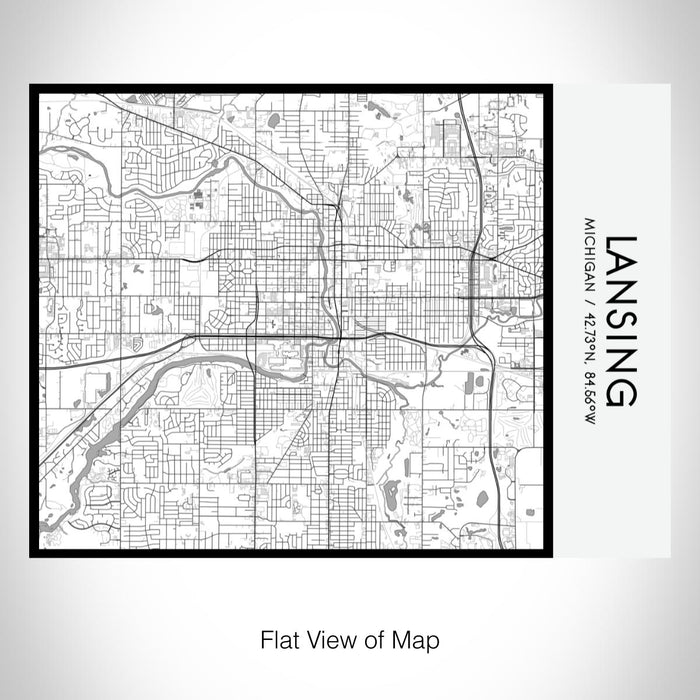 Rendered View of Lansing Michigan Map on 20oz Stainless Steel Insulated Bottle with Bamboo Top with printed classic style map