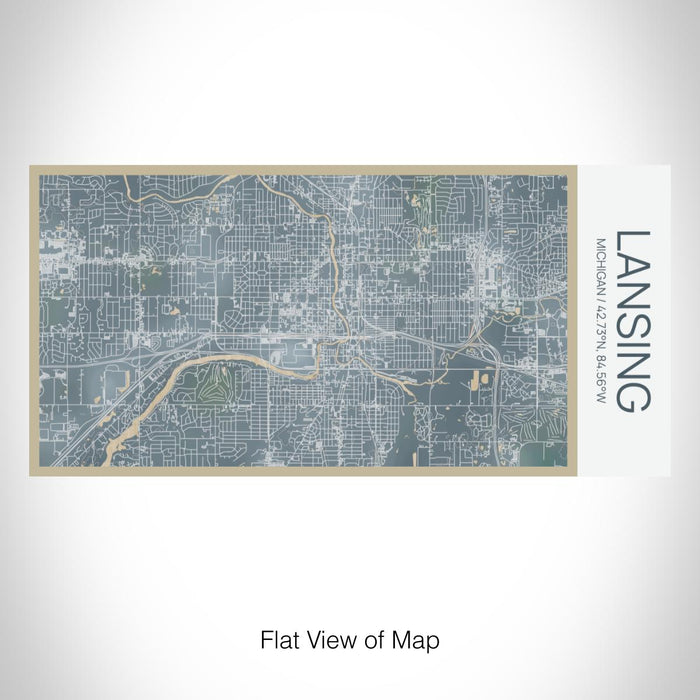 Rendered View of Lansing Michigan Map on 17oz Stainless Steel Insulated Bottle with printed afternoon style map