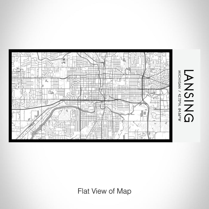 Rendered View of Lansing Michigan Map on 17oz Stainless Steel Insulated Bottle with printed classic style map