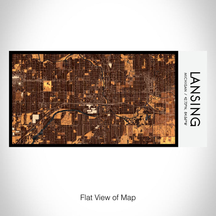 Rendered View of Lansing Michigan Map on 17oz Stainless Steel Insulated Bottle with printed ember style map