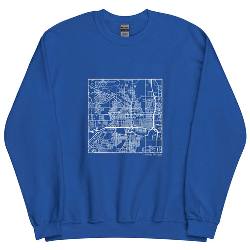 Lansing Michigan  Map Unisex Crewneck Sweater with City inscription in Royal Blue