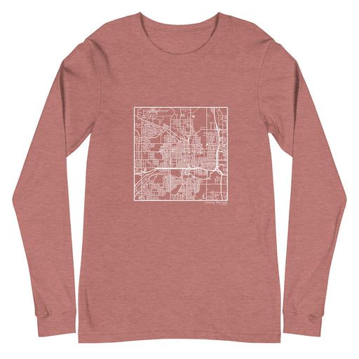 Lansing Michigan  Map Unisex Long-Sleeve T-shirt with City inscription in Heather Mauve