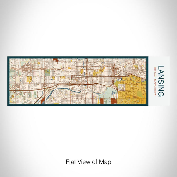 Rendered View of Lansing Michigan Map on 10oz Stainless Steel Insulated Cup in Woodblock with Sliding Lid