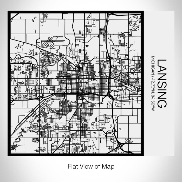 Rendered View of Lansing Michigan Map on 17oz Stainless Steel Insulated Tumbler in Matte White with Tactile Lines