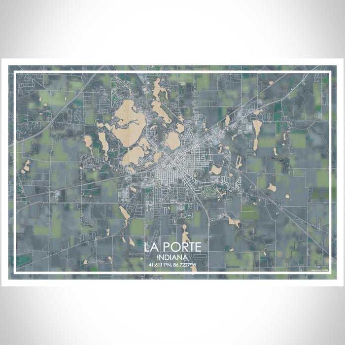 La Porte Indiana Map Print Landscape Orientation in Afternoon Style With Shaded Background