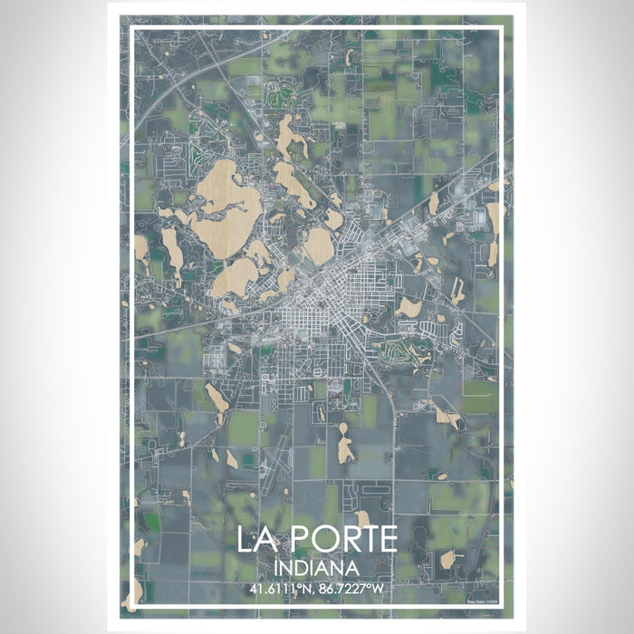 La Porte Indiana Map Print Portrait Orientation in Afternoon Style With Shaded Background