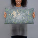 Person holding 20x12 Custom La Porte Indiana Map Throw Pillow in Afternoon