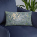 Custom La Porte Indiana Map Throw Pillow in Afternoon on Blue Colored Chair