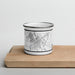 Front View Custom La Porte Indiana Map Enamel Mug in Classic on Cutting Board