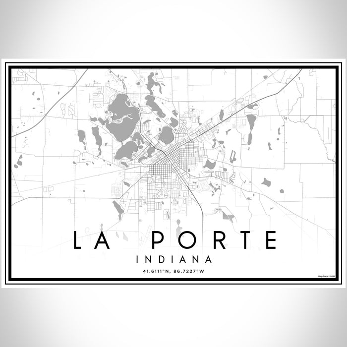 La Porte Indiana Map Print Landscape Orientation in Classic Style With Shaded Background