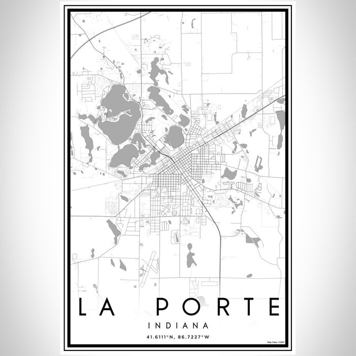 La Porte Indiana Map Print Portrait Orientation in Classic Style With Shaded Background