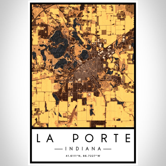 La Porte Indiana Map Print Portrait Orientation in Ember Style With Shaded Background