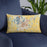 Custom La Porte Indiana Map Throw Pillow in Woodblock on Blue Colored Chair