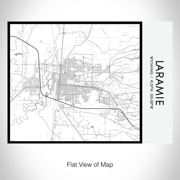 Rendered View of Laramie Wyoming Map on 20oz Stainless Steel Insulated Bottle with Bamboo Top with printed classic style map
