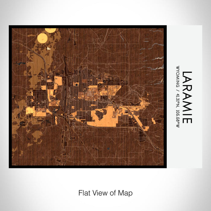 Rendered View of Laramie Wyoming Map on 20oz Stainless Steel Insulated Bottle with Bamboo Top with printed ember style map