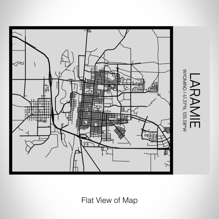 Rendered View of Laramie Wyoming Map on 20oz Stainless Steel Insulated Bottle with Bamboo Top with printed Tactile Lines Map in Black