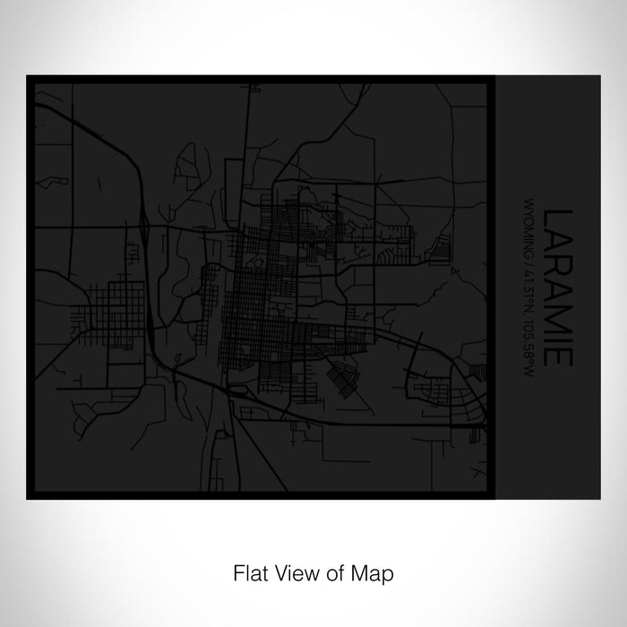 Rendered View of Laramie Wyoming Map on 20oz Stainless Steel Insulated Bottle with Bamboo Top in Matte Black with printed Tactile Lines Map in Black