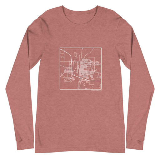 Laramie Wyoming Map Unisex Long-Sleeve T-shirt with City inscription in Heather Mauve