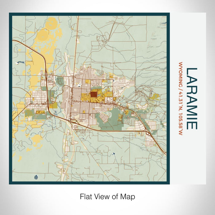 Rendered View of Laramie Wyoming Map on 17oz Stainless Steel Insulated Tumbler in Woodblock Map Style
