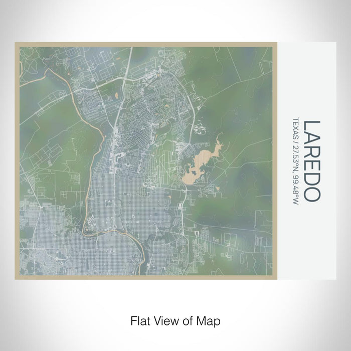 Rendered View of Laredo Texas Map on 20oz Stainless Steel Insulated Bottle with Bamboo Top with printed afternoon style map