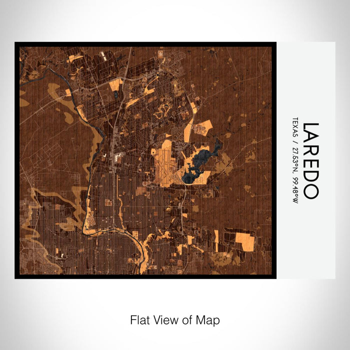 Rendered View of Laredo Texas Map on 20oz Stainless Steel Insulated Bottle with Bamboo Top with printed ember style map