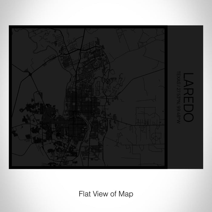 Rendered View of Laredo Texas Map on 20oz Stainless Steel Insulated Bottle with Bamboo Top in Matte Black with printed Tactile Lines Map in Black