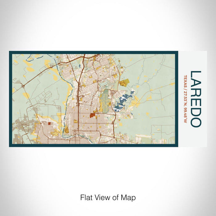 Rendered View of Laredo Texas Map on 17oz Stainless Steel Insulated Bottle with printed woodblock style map