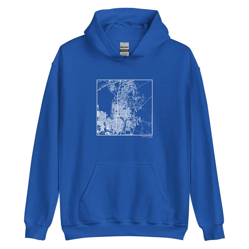 Laredo Texas  Map Unisex Hoodie Sweater with City inscription in Royal Blue