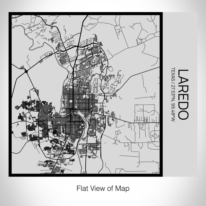 Rendered View of Laredo Texas Map on 17oz Stainless Steel Insulated Tumbler in Tactile Lines with Succulent in Background