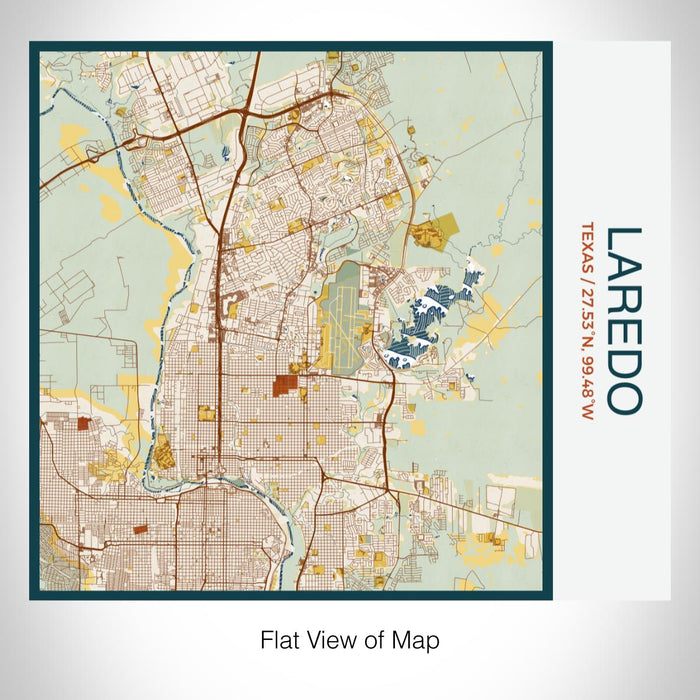 Rendered View of Laredo Texas Map on 17oz Stainless Steel Insulated Tumbler in Woodblock Map Style