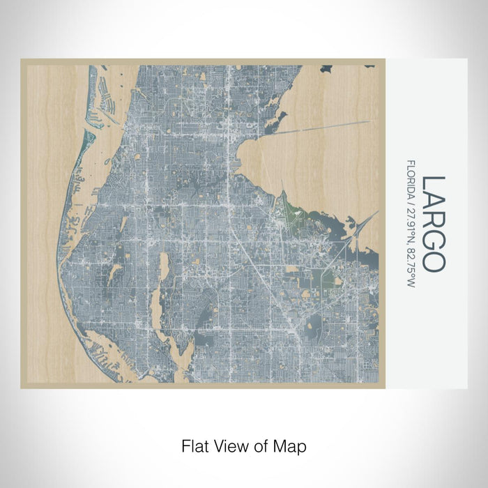 Rendered View of Largo Florida Map on 20oz Stainless Steel Insulated Bottle with Bamboo Top with printed afternoon style map