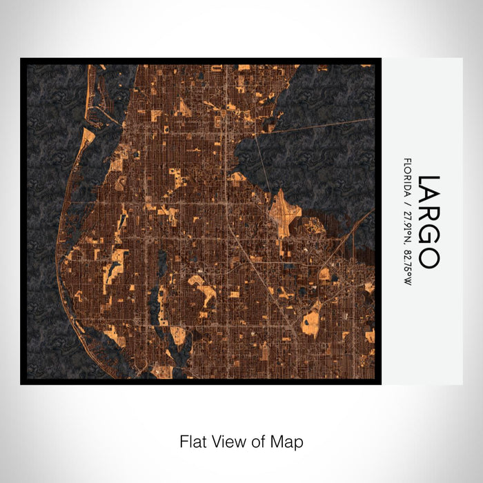 Rendered View of Largo Florida Map on 20oz Stainless Steel Insulated Bottle with Bamboo Top with printed ember style map